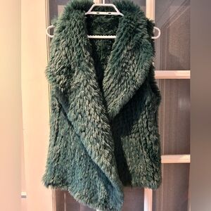 Faux fur green vest
